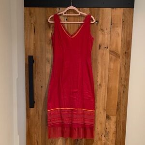 Urban Outfitters Red Sleeveless V-Neck Midi Dress